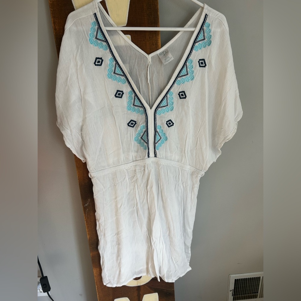 Kona Sol White Dress with Blue Accents
